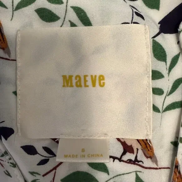 Anthropologie Maeve Women's Owl and Butterfly Tunic Blouse, size 8 - Picture 2 of 6